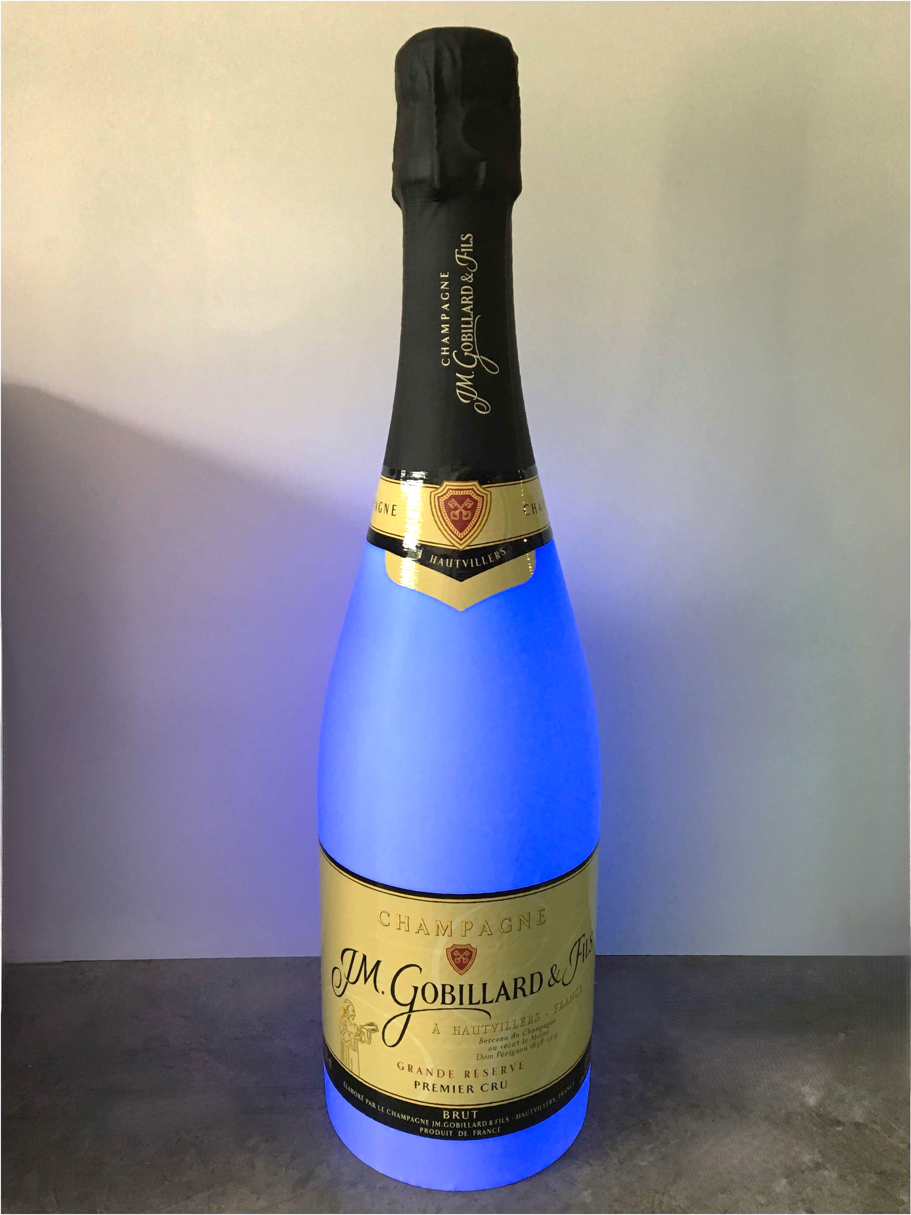 180 cm 3D-printed champagne bottle with internal lights JM Gobillard & Fils