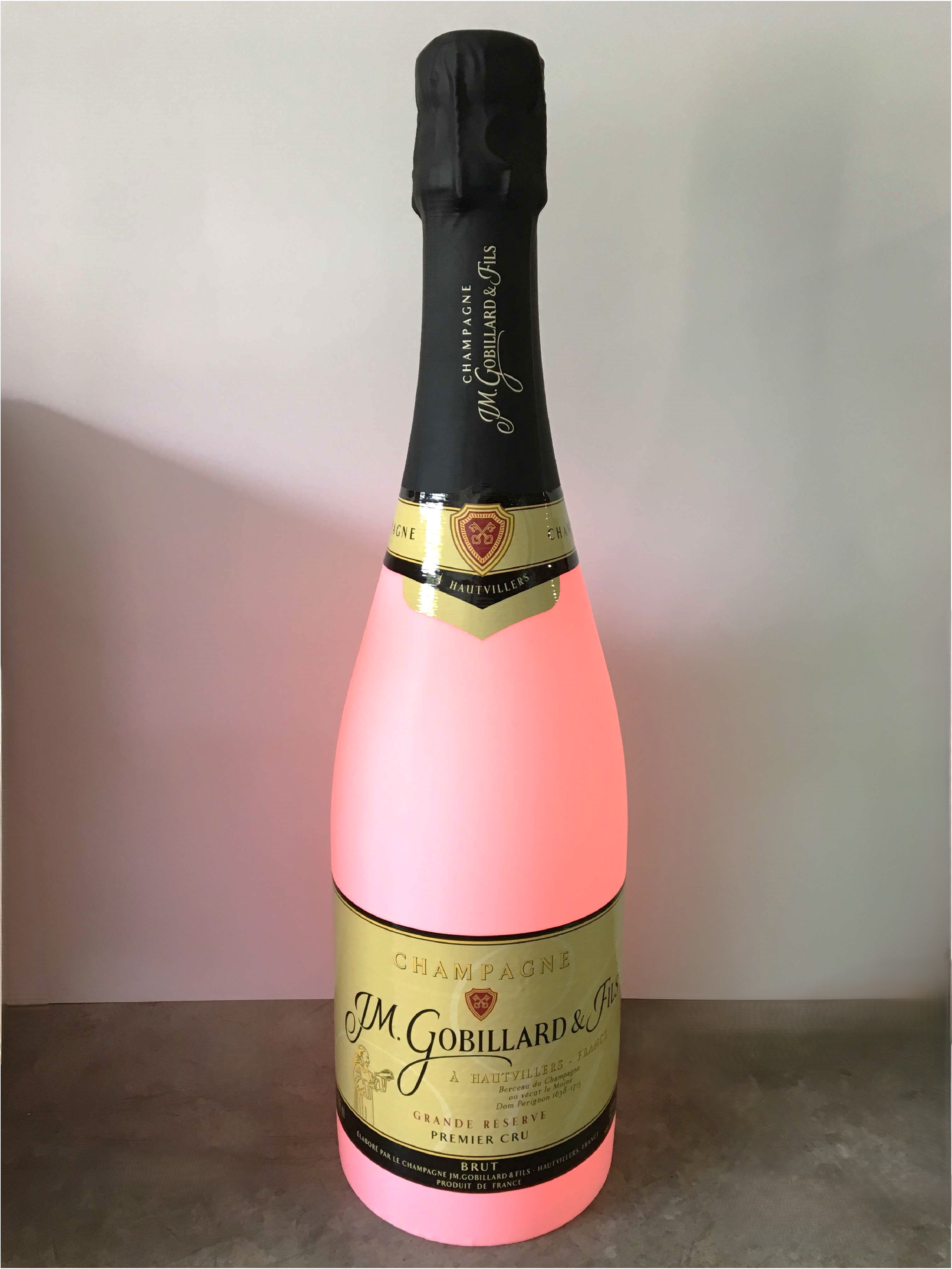 180 cm 3D-printed champagne bottle with internal lights JM Gobillard & Fils
