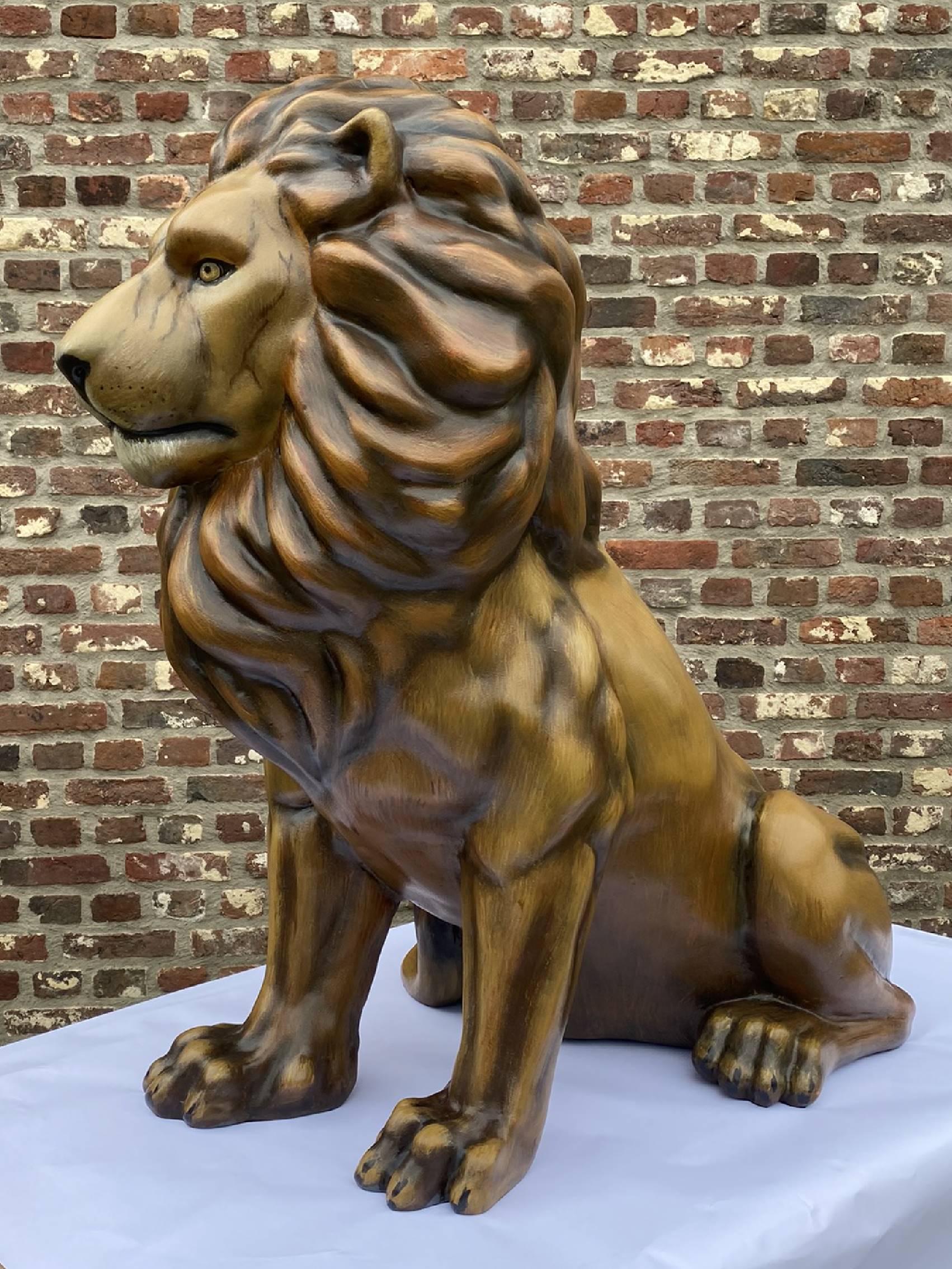 3D-printed lion sculpture with realistic finish